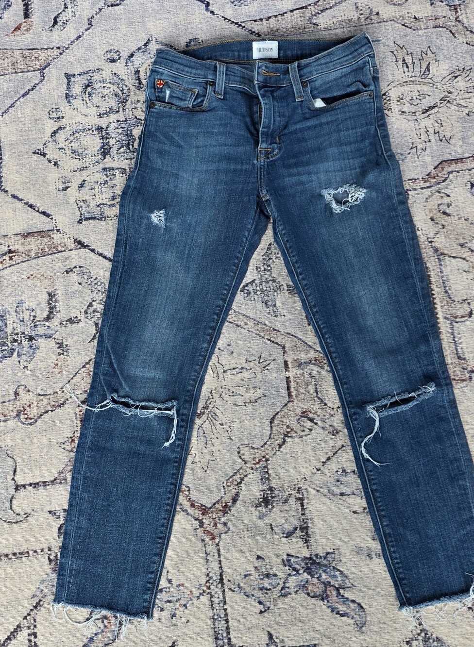 Dark Blue Distressed Women’s Skinny Jeans By Hudson. Size 26 Reg